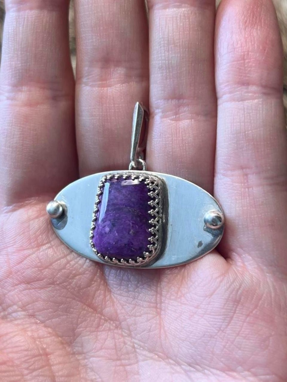 Sterling silver Myron Panteah? Native American Sugilite pendant
